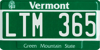VT license plate LTM365