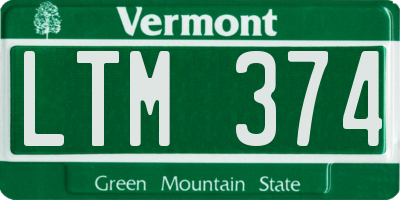 VT license plate LTM374
