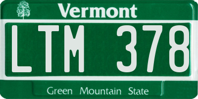 VT license plate LTM378