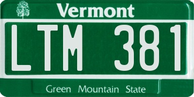 VT license plate LTM381