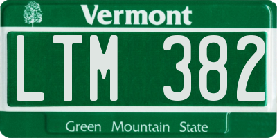 VT license plate LTM382
