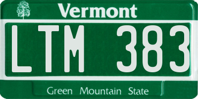 VT license plate LTM383