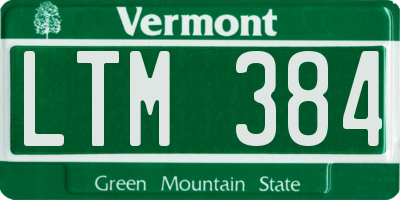 VT license plate LTM384