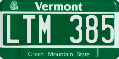 VT license plate LTM385