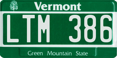 VT license plate LTM386