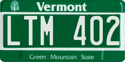 VT license plate LTM402