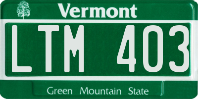 VT license plate LTM403