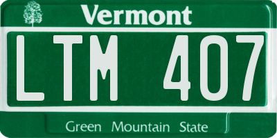VT license plate LTM407