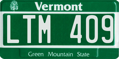 VT license plate LTM409