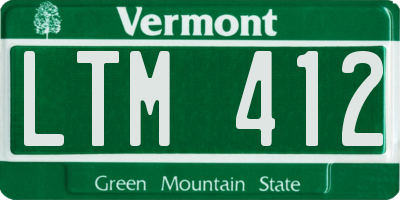 VT license plate LTM412