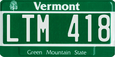 VT license plate LTM418