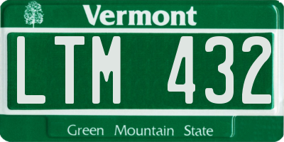 VT license plate LTM432