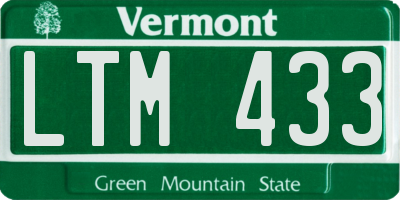VT license plate LTM433