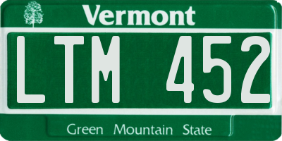 VT license plate LTM452