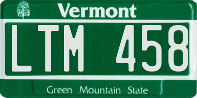 VT license plate LTM458
