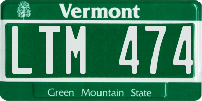 VT license plate LTM474