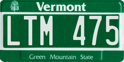 VT license plate LTM475