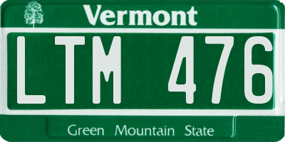 VT license plate LTM476