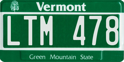 VT license plate LTM478