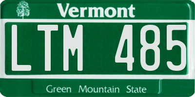 VT license plate LTM485