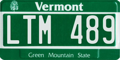 VT license plate LTM489