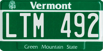 VT license plate LTM492