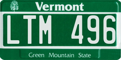 VT license plate LTM496