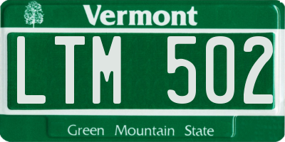 VT license plate LTM502