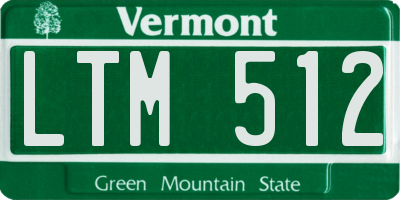 VT license plate LTM512
