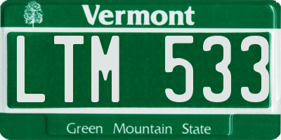 VT license plate LTM533