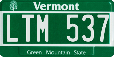 VT license plate LTM537