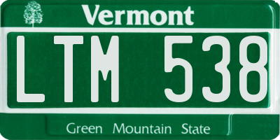 VT license plate LTM538