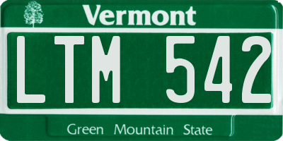 VT license plate LTM542
