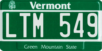 VT license plate LTM549