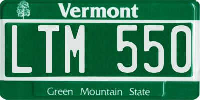 VT license plate LTM550