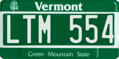 VT license plate LTM554