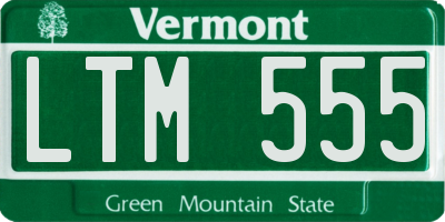 VT license plate LTM555