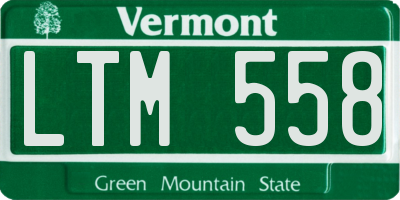 VT license plate LTM558