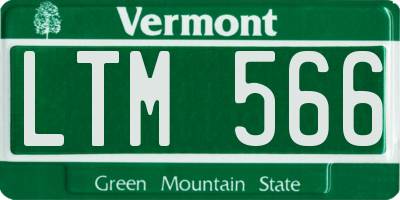 VT license plate LTM566