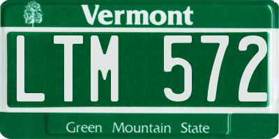 VT license plate LTM572