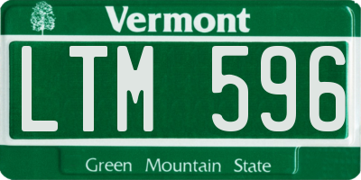 VT license plate LTM596