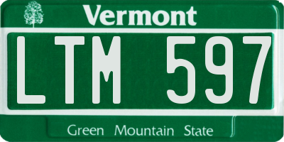 VT license plate LTM597