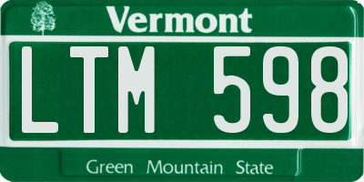 VT license plate LTM598