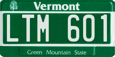 VT license plate LTM601