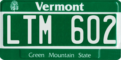 VT license plate LTM602