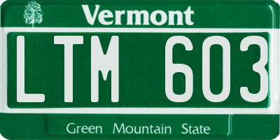 VT license plate LTM603