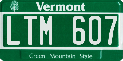 VT license plate LTM607