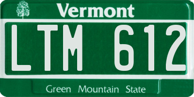 VT license plate LTM612