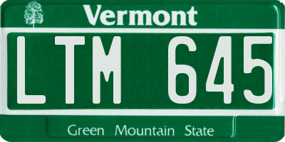 VT license plate LTM645