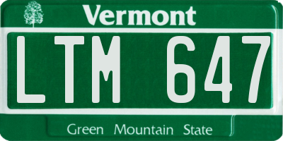 VT license plate LTM647
